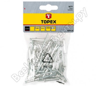 Topex заклепки алюминиевые 4.0 мм x 10 мм, 800 шт. 43e421