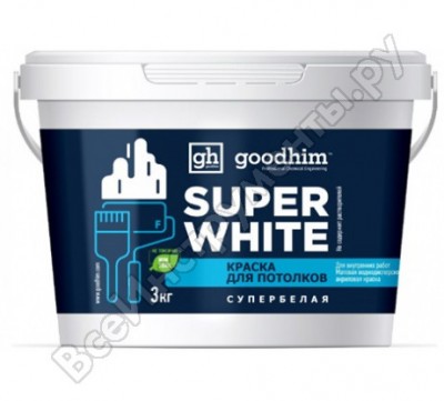 Goodhim краска для стен f+ стандарт супер белая - 3кг готовый раствор 89199