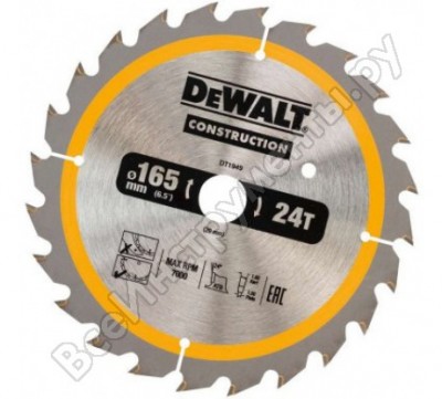 Dewalt пильн.диск construct 165/20 24 atb +24град dt1949