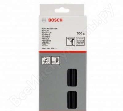 Bosch стержень клеевой черный, 11x200мм, 0, 5 кг 2.607.001.178
