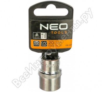 Neo tools головка торцевая 6-гранная superlock 20 мм 1/2