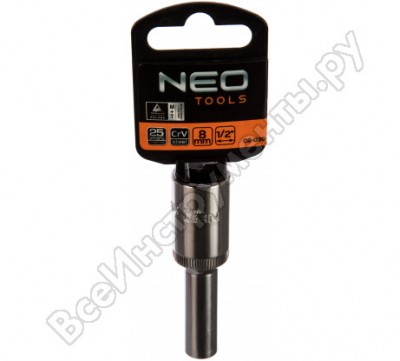 Neo tools головка торцевая 6-гранная superlock 8 мм, длин. 1/2