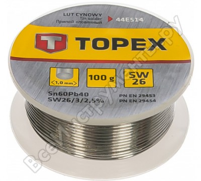 Topex припой оловянный 60%sn, проволока 1.0 мм,100 г 44e514