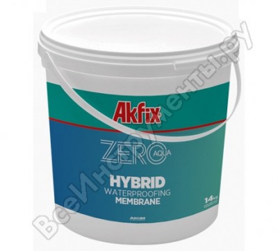 Akfix гидроизоляционная полимерная жидкая мембрана aquazero, серая, ведро 14 кг. az014