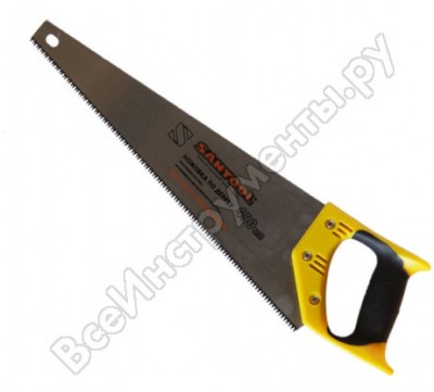 Santool ножовка 450 мм по дереву трехугловая заточка желто-черная двухкомпонентная ручка 030103-018
