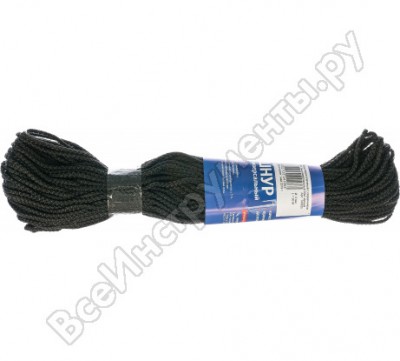 Tech-krep шнур вязаный пп 3 мм с серд., универс., черный, 50 м 140325