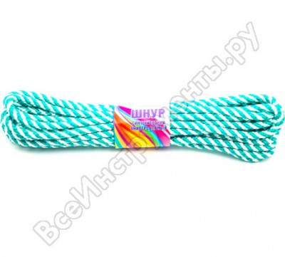 Шпагат шнур полипр фалового плетения зеленый с сердечником d 6мм 10 м 61012781