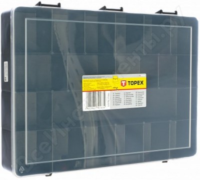 Topex органайзер большой 36x25x5,5 см, пластмассовый, 18 отделений 79r163