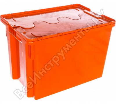 Тара ящик с крышкой п/э 600х400х400 сплошной, оранжевый 18656
