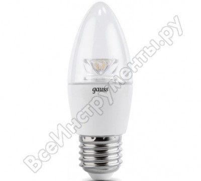 Gauss лампа LED candle crystal clear e27 4w 4100к sq103202204