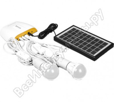 Feron аккумуляторная солнечная панель 3w , кабель 3м, 2 лампочки по 1w, usb-кабель, ps0401 32192