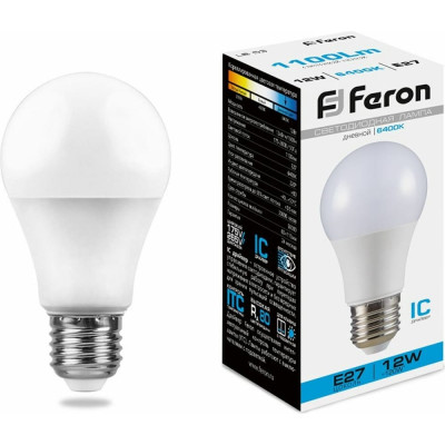 Светодиодная лампа FERON LB-93 Шар E27 12W 6400K 25490