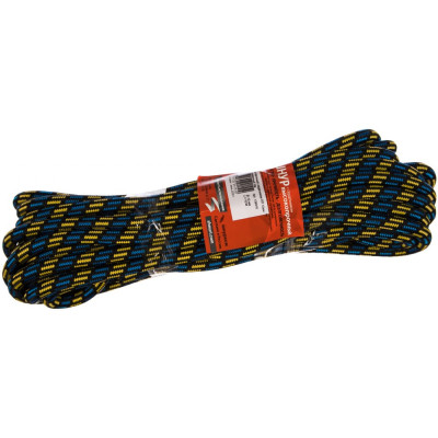 Tech-krep шнур плетеный пп 12 мм с серд., 24-пряд. высокопр., цветной, 10 м 139916