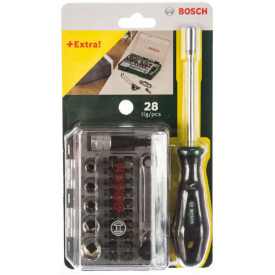 Bosch мини-набор насадок-бит с ключем-трещеткой, ручная отвертка 2607017331