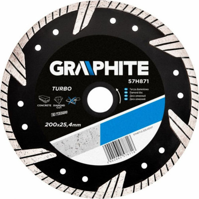 Graphite диск алмазный 200 x 25.4мм turbo 57h871
