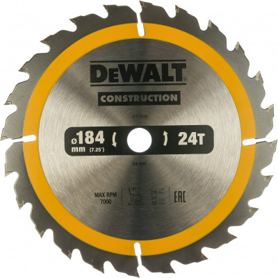 Dewalt пильн.диск construct 184/16 24 atb +10град dt1939