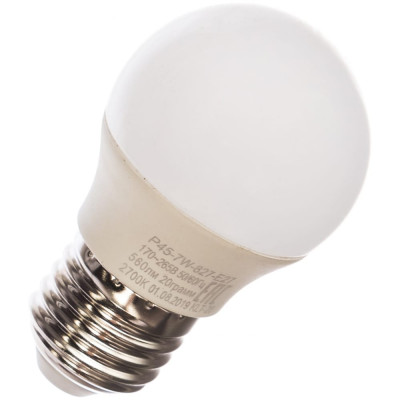 Светодиодная лампа ЭРА LED smd P45-7w-827-E27 Б0020550