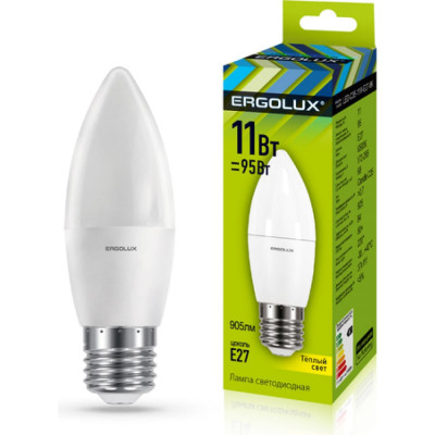 Светодиодная лампа Ergolux LED-C35-11W-E27-3K Свеча 13621