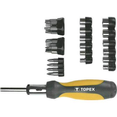 Topex сменные наконечники и головки с рукояткой, набор 29 шт. 39d356