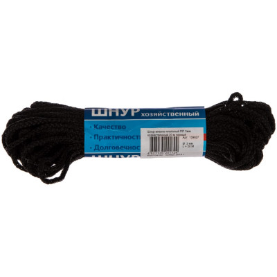 Tech-krep шнур вязанно-плетенный пп 3 мм хозяйств., черный, 20 м 139927