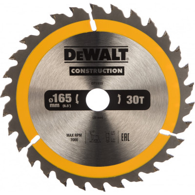 Dewalt пильн.диск construct 165/20 30 atb +10град dt1935