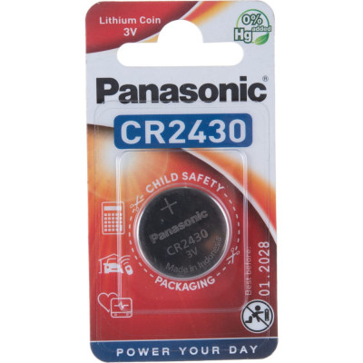 Батарейка Panasonic CR2430 3В бл/1 литиевая дисковая 5410853012313