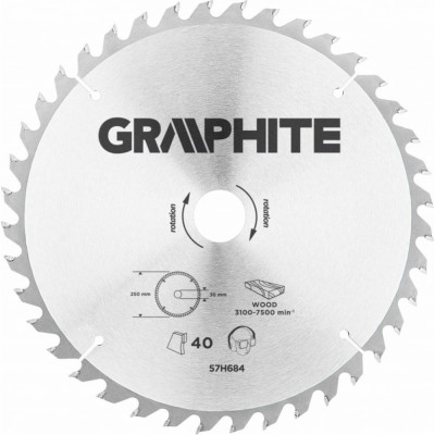 Graphite диск отрезной 250 x 30 мм 40 зубьев 57h684