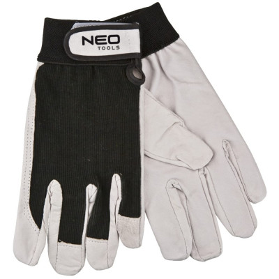 Neo tools перчатки рабочие, лицевая свиная кожа, на липучке, 8 97-604