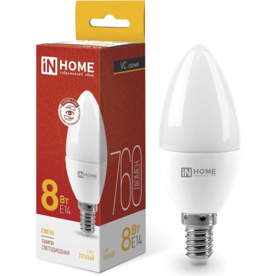 Светодиодная лампа IN HOME LED-СВЕЧА-VC 4690612020426
