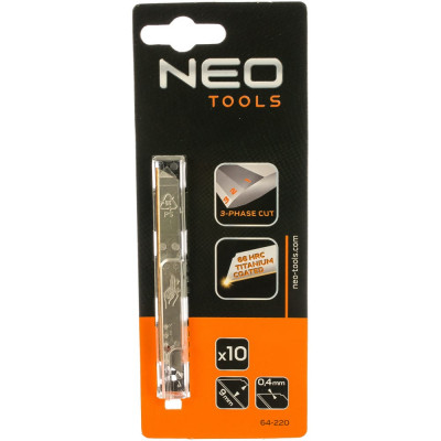 Neo tools лезвия сменные отламывающиеся, 9 мм, набор 10 шт. 64-220