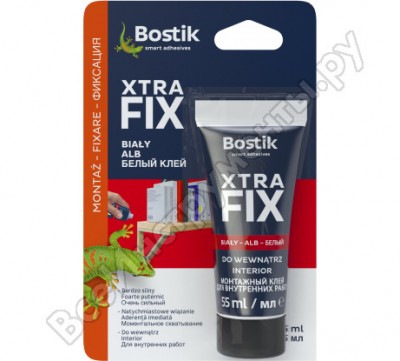 Bostik xtra fix монтажнй клей для внутренних работ белый 55мл 30611662