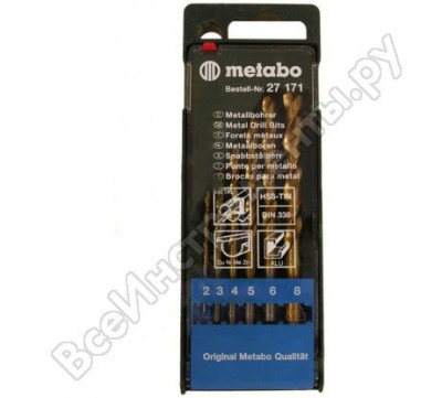 Metabo набор hss-tin 6 сверел 2-8 мм пласт.коробка 627171000