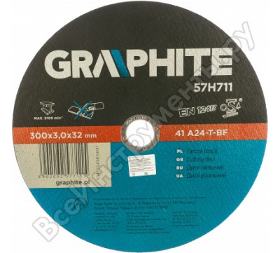 Graphite диск отрезной по металлу 300 x 3.0 x 32 мм 41 a24-t-bf 57h711