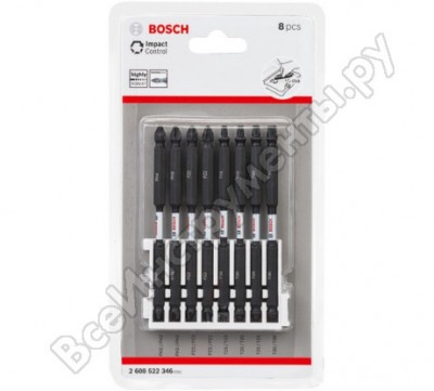 Bosch набор двусторонних ударных бит ph2, pz2, t15, t20, t25, t30 2608522346