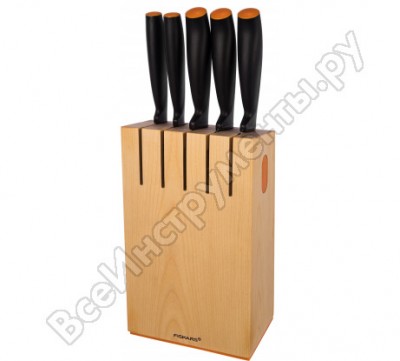 Fiskars ff набор ножей в деревянном блоке 5шт. 1014211