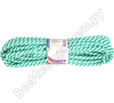 Шпагат шнур полипр фалового плетения зеленый с сердечником d 10мм 20 м 61012795