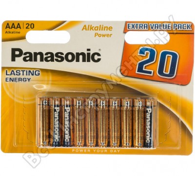 Panasonic батарейка щелочная lr03 aaa alkaline power 1.5в бл/20 широкий 5410853043157