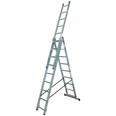 Алюминиевая трехсекционная лестница Krause Corda 3х9 013392