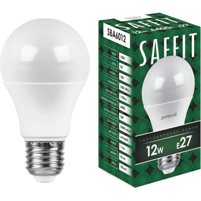 Светодиодная лампа SAFFIT E27 12W 6400K SBA6012 55009