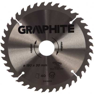 Graphite диск отрезной 180x30 мм, 40 зубьев 55h604