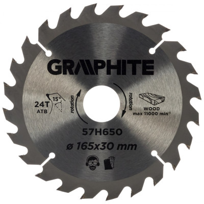 Graphite диск отрезной 165 x 30 мм 24 зуба 57h650