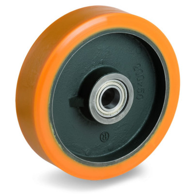 Tellure rota колесо колесо 642167 d=250/80, чугун/полиур, шариковый подшипник в комплекте под ось 25 мм, г/п 1900 кг 642167