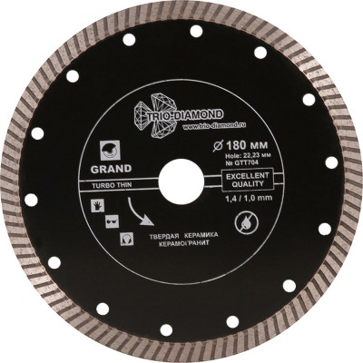 Ультратонкий отрезной алмазный диск TRIO-DIAMOND Grand hot press GTT704