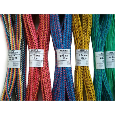 Tech-krep шнур плетеный пп 5 мм с серд., 16-пряд. высокопр., цветной, 50 м 139912