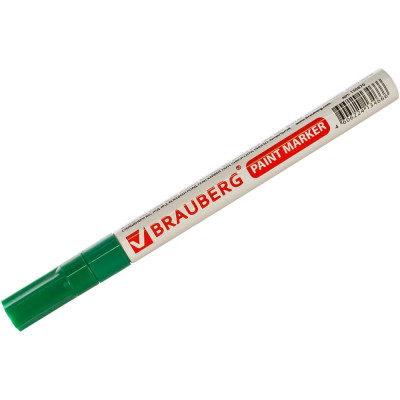 Brauberg маркер-краска лаковый 1-2 мм, зеленый, нитро-основа, алюминиевый корпус, 150870