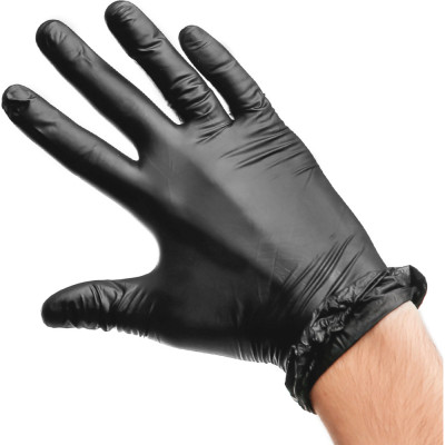 Aviora перчатки виниловые черные, неопудренные, l, 100шт. в уп. 402-736