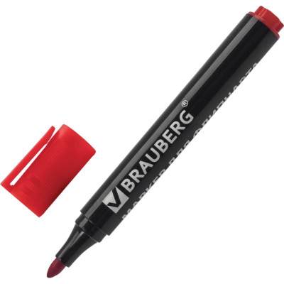 Brauberg маркер для флипчарта , непропитывающий, круглый наконечник 2,5 мм, красный, 151255