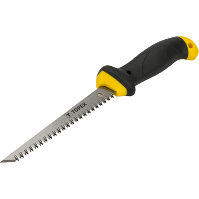 Topex ножовка для гипсокартонных плит 150 мм, сменные полотна, закаленные, двухсторонняя заточка зубьев, двухкомпонентная ручка 10a717