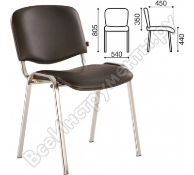 Brabix стул для персонала и посетителей iso cf-001, хромированный каркас, кожзам черный, 531424