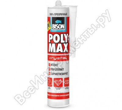 Bison клей монтажный poly max crystal crt 300g 6308552